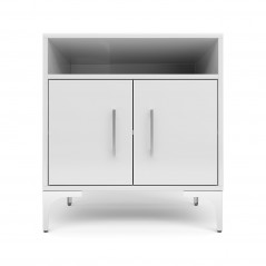 High Gloss 2 Door & Shelf Bedside Table – White