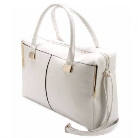 White Fashion Bag with Gold Accents